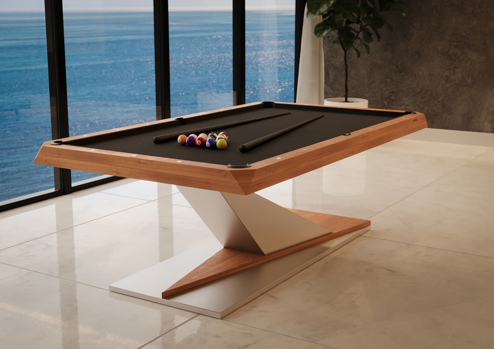 Mesa de sinuca Opal Bretda em sala de entretenimento sofisticada
